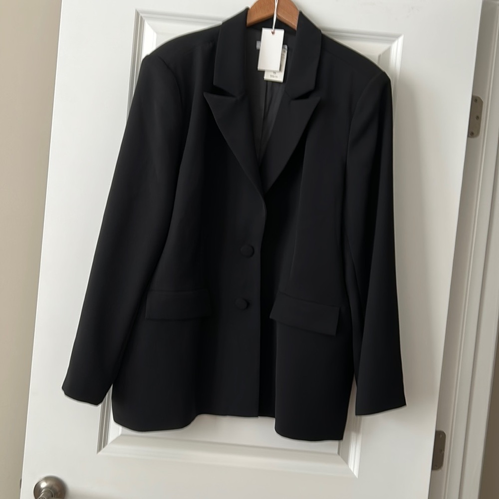 NWT Good American Black Boyfriend Blazer Size 3/4 (L/XL)
